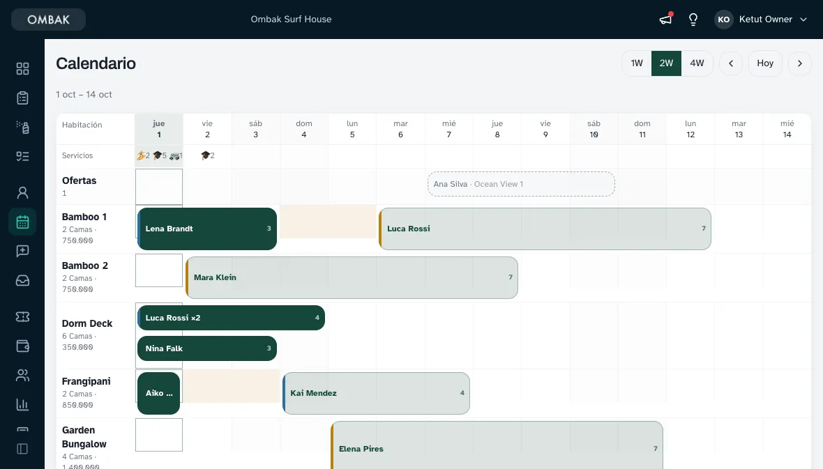 Calendario de ocupación